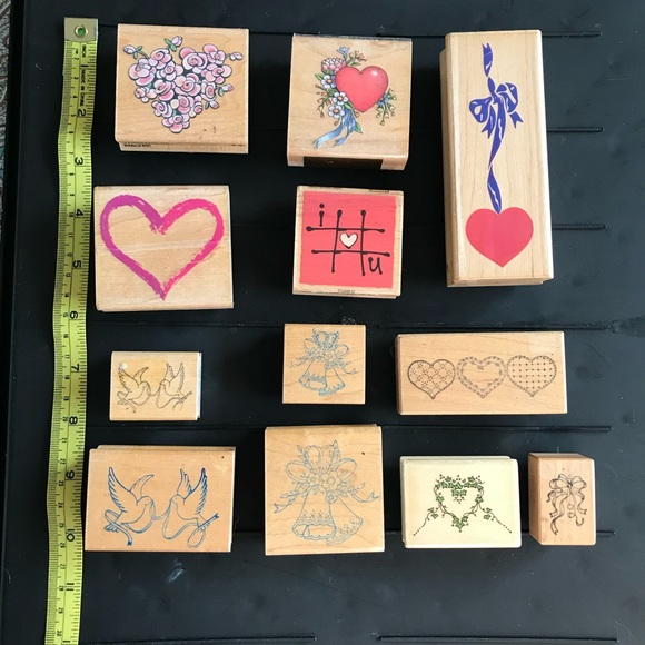Vintage Wood Mounted Rubber Stamps 12 piece lot - Picture 2 of 3